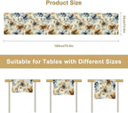 Poppy Floral Table Runner, Watercolor Brown Blue Flowers Blossom Summer Nature Table Runner for Kitchen Dinning Table Runner Decor Home Wedding Party Holiday, 13x36 Inch
