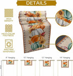 Fall Thanksgiving Southwest Cotton Linen Table Runner for Dining Kitchen, Orange Pumpkins Wedding Outdoor Party Rustic Tablerunners Decoration, Sunflower Dresser Scarf Tablecloth Runners 13x72 Inches