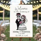 Personalized Halloween Wedding Welcome Sign for Bride & Groom, Customized Funny Welcome to The Weddings Board for Ceremony, Canvas Poster Decorations Decor for Reception, Bridal