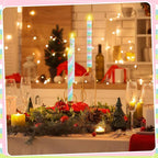 Baquler 6 Pcs Candy Theme Flameless Taper Candles 10.6 Inch Colorful Candy Strip and Polka Dots Candles Battery Operated LED Christmas Candlesticks for Xmas Centerpiece Holiday Party Home Decor