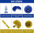 Blue and Gold Party Decorations - 23Pcs Navy Blue White Gold Baby Shower Birthday Decor for Men Boy Kids with Hanging Paper Fans, Pom Poms Flowers, Garland String Polka Dot Packs