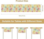 Mid Century Flower Table Runner, Colorful Geometric Abstract Chrysanthemum Vintage Farmhouse Decorations Orange Yellow Gray Table Runner for Kitchen Dining Holiday Party Decor, 13x36 Inch