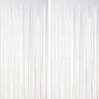 2 Pack White Tinsel Foil Fringe Curtains, White Party Decorations, Metallic Tinsel Party Streamers Backdrop for Birthday Baby Shower Graduation Wedding Anniversary Party Decorations