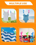 12 Pcs Beach Towel Clips for Beach Chairs, 3.7 Inch Clothes Pins for Cruise & Pool, Windproof Chair Clips for Towel Holder, 4 Colors
