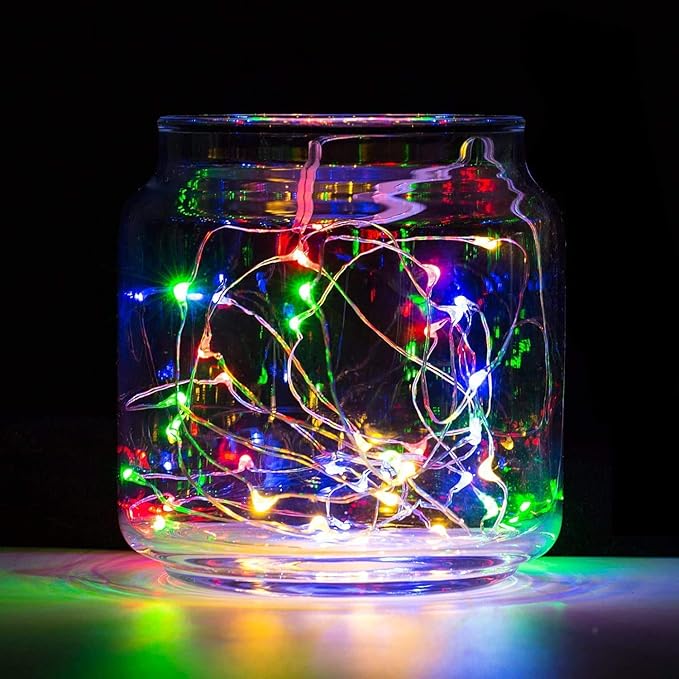 ZNYCYE 50 LED Fairy Lights with Timer, 6 Pack 8.2 Ft 8 Modes Battery Operated String Lights, Multi-Color for DIY Wedding Bedroom Mason Jar Vases Table Party Christmas Decoration