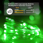 pozzolanas 24 Pack Green Battery Operated String Lights - 7ft Waterproof Fairy Lights with 20 LEDs for Home, Mason Jar, Party, Wedding, Halloween, Christmas Decorations