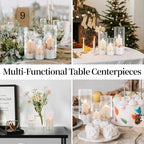 Glasseam Cylinder Vases Set of 12, Hurricane Candle Holder Clear Assorted Sizes, Modern Glass Cylinder Vase, Glass Vases for Centerpieces for Home Decor Wedding Centerpieces, Events, 6''+7.8''+10''