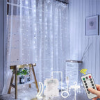 AOMIG Fairy Curtain Lights,300 LED White Window Curtain String Light,8 Modes 9.8×9.8Ft Waterproof Curtain String Light USB&Battery Powered with Remote Contro,String Lights for Indoor,Outdoor