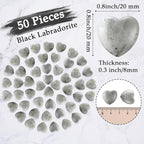 Gerrii 50 Pcs Heart Healing Stone Bulk Quartz Heart Inspirational Stones Gift for Women Love Pocket Polished Natural Energy Balancing Meditation 0.8 Inch(Black Labradorite)
