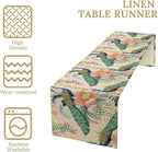 Peacock Table Runner,Pink Flower Peacock Birds Table Runner for Home Kitchen Dining Party Indoor Outdoor Decoration 13x70 Inch