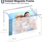 HOUSE DAY Acrylic Picture Frames 3.5x5, 3 Pack Magnetic 3.5 x 5 Picture Frame, Double Sided Clear 3.5x 5 Photo Frame with Microfiber Cloth, Frameless FreeStanding 3.5x5 Frame Gift for Desktop Display