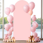 7.2FT Dusty Rose Arch Cover - Polyester Fitted Wedding Arch Stand Covers Round Top Chiara Arch Backdrop Cover for Birthday Party Banquet Photo Background Decoration