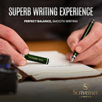 Scriveiner Personalized British Racing Green Pen - Stunning Green Lacquer Luxury Pen w/Chrome Finish, German Schmidt Nib (Medium), Best Engraved Fountain Pen Gift Set for Men & Women, Name Engraving
