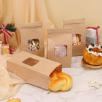 Moretoes 55pcs Small Bakery Bags with Window, 3.54x2.36x6.7in Tin Tie Tab Kraft Paper Bags for Cookie Coffee Bread Bakery Packing