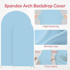 Set of 2 Arch Backdrop Cover High Elastic Wrinkle-Resistant Arch Cover Spandex Fabric Thick Opaque Round Top Chiara Backdrop for Wedding Birthday Baby Shower Garden 6FT, 7.2FT, Dusty Blue
