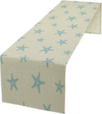 Sea Turtle Table Runner Marine Life Starfish Nautical Blue Green Ocean Theme Kitchen Table Decorations for Indoor Outdoor Home Party Decorations 13 * 90 Inch