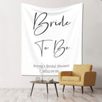 Bride to Be Backdrop - Custom Tapestry With Names and Date, Personalized Calligraphy Banner for Bridal Brunch, Shower, Engagement, Bachelorette Party - Future Mrs Reception