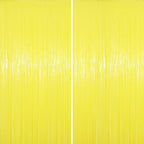 2 Pack Pastel Yellow Tinsel Foil Fringe Curtains, Yellow Party Decorations, Metallic Tinsel Party Streamers Backdrop for Birthday Baby Shower Graduation Gender Reveal Party Decorations