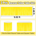 3 Pack 29 x108 Inch Macaron Yellow Foil Fringe Table Skirts Metallic Banner for Tinsel Streamer Garland Backdrop for Parade Floats Wedding Thanksgiving Birthday Christmas New Year Party Decoration
