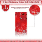 1Pieces Merry Christmas Tablecloth Plastic Christmas Tree Ball Table Cover Rectangle Winter Snowflake Tablecloth for Merry Christmas Holiday New Year Eve Party Decorations Supplies,54x108inch