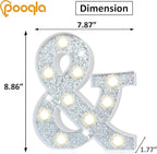 Pooqla Light Up Letters, LED Marquee Letters for Silver Birthday Decorations, Battery Powered Night Light Teenager Girl Room Decor, Gift for Girls Boys Wedding Bedroom Christmas Party Decor, Letter &
