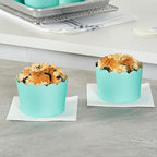 Panificio 10 Ounce Cupcake Wrappers, 200 Scalloped Baking Cups - Oven-Ready, Greaseproof, Turquoise Paper Cupcake Liners, Disposable, For Birthdays, Baby Showers, Or Weddings - Restaurantware