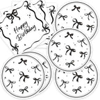 40pcs Black Bow Birthday Decorations Sophisticated Coquette Birthday Supplies,Black Bow Plates and Napkins,Suitable for 20 Guests