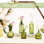 Mini Bud Vases As Wedding Centerpieces for Tables,Clear Bud Vases for Flowers,Small Flower Vases Suitable for Birthday Party,Anniversary,Wedding Reception,Baby Shower (Green, 12PCS)