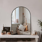 Arched Wall Mirror for Bathroom,Mirrors for Wall,24''x36'',Vanity Mirror for Bedroom Dresser, Entryway, Living Room, Metal Frame (36''x24'',Black)