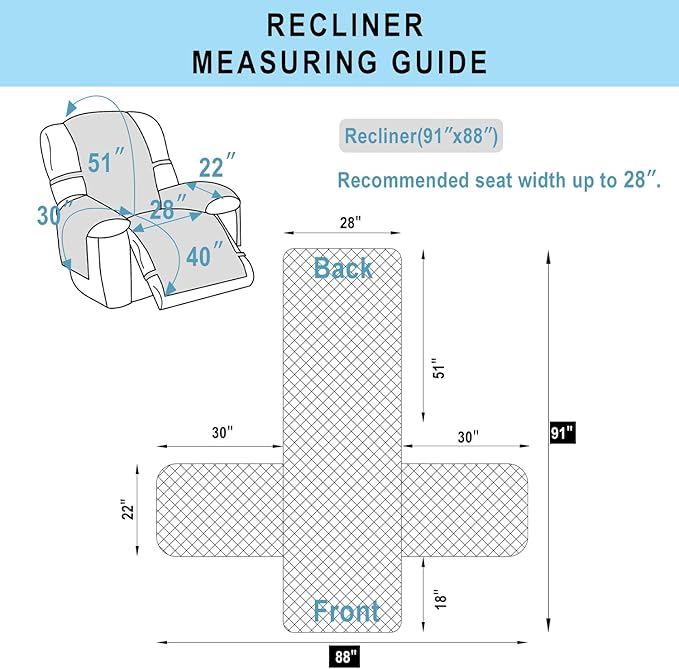 Recliner Chair Covers Reversible Sofa Cover Couch Cover for Pets Lazy Boy Furniture Protector(28''Recliner,Navy/Camel)