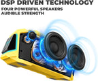 MusiBaby M1 Portable Bluetooth Speaker Yellow, Loud Stereo Sound Subwoofer Deep Bass, IPX6 Waterproof, 24H+ Playtime, Bluetooth 5.3, Dual Pairing Boombox for Outdoor Camping Hiking Party Shower