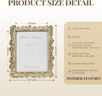 Cuspin 8x10 Picture Frame Vintage Gold Frames, Elegant Photo Frame with Glass Front, Palm Leaves Textured Hand-Crafted Resin Frame for Wall and Tabletop Display Home Decor