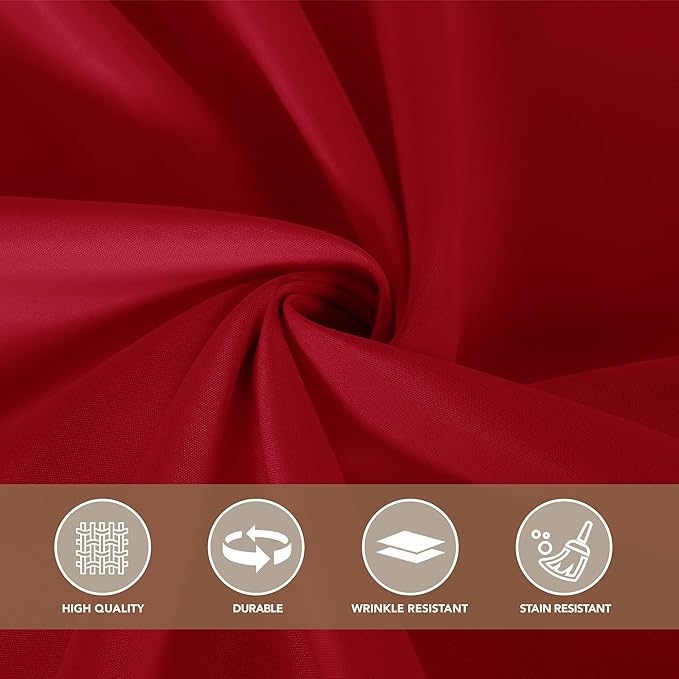 sancua Christmas Red Square Tablecloths 54x54 Inch, 2 Pack - Fabric Table Cloth for Square or Round Tables, Washable Polyester Table Cover for Dinner, Holiday Party, Decorative Display Tables