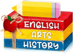 4 Pcs Back to School Table Decorations First Day of School Tiered Tray Decorations Decorative Mini Wooden Books Subject Signs for Office Shelf Classroom Tabletop Bookshelf(Pencil)