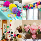 20pcs Honeycomb Flower Balls Party Honeycomb Balls Decoration Paper Flower Balls Tissue Paper Flower Ball Pom Poms Ball for Birthday Wedding Home Decor (3inch+6inch, Pink+Rose red)
