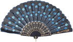 QIRMIZI 30 Pack Fabric Folding Handheld Fans, Perfect for Weddings, Parties, and Dancing,Light Blue