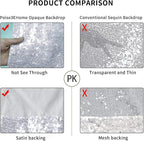 Poise3EHome 6Ft x 6Ft Silver Sequin Backdrop Curtain, Glitter Thick Satin Background Drapes, Sparkly Opaque Photography Curtain, Sequence Xmas Thanksgiving Backdrop for Wedding Party Decor