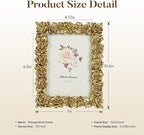 Cuspin Vintage Gold 5x7 Picture Frame, Gold Ornate Rose Flower Resin Photo Frame with Glass Front for Tabletop, Antique Picture Frames Photo Gallery for Home Office Decor
