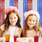 3 Pack Foil Fringe Backdrop - Red&White&Blue Shiny Tinsel Curtains for Party Decoration/Photo Booth Props - 3.3x8.2 FT Metallic Foil Backdrop for Birthday, Wedding, Graduation, Christmas.