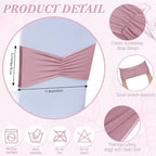 Moukeren 100 Pcs Spandex Chair Sashes Bows Bands Slider Sashes for Chair Covers Elastic Bands Ties Ribbon Decorations for Wedding Party Events Ceremony Birthday Banquet(Dusty Pink)