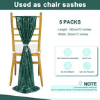 Sequin Table Runners 5 Pieces Emerald Green Table Runners 12x72 Inch Glitter Dining Table Cover for Party Wedding Birthday Reception Banquet Decoration Spring Party Chair Sashes
