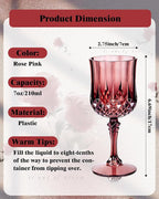 Ciaell 24PCS Burgundy Plastic Wine Glasses - 7 Oz Plastic Goblets for Party - Burgundy Vintage Drinking Glasses - Disposable Water Goblets Set for Wedding, Bar, Wine, Beer, Juice & Christmas