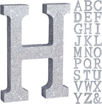 TONIFUL 8 Inch Silver Glitter Letter H Table Centerpiece A-Z Silver Birthday Party Decorations,Silver Alphabet H for Birthday,Chrismas,Graduation,Bridal Shower,Wedding,Anniversary Party Supplies