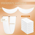 6 Panels White Ceiling Drapes for Wedding 5ftx10ft Arch Draping Fabric Cheesecloth Sheer Curtain Romantic Decorations for Party Banquet Ceremony Stage