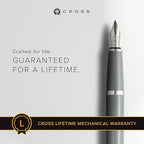 Cross Bailey Light Refillable Fountain Presented in a Everyday Gift Box - Medium Point, Black Ink, Polished Gray
