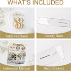 Wedding Table Numbers 1-10 Clear Acrylic Seating Number Signs for Weddings Reception Anniversary Party Decor Seat Number for Tables with Elegant Gold Lettering