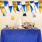 65FT Navy-Blue White Gold Triangle Pennant Banner Flag Metallic Fabric Bunting Garland for Christmas Graduation Retirement Birthday Wedding Bridal Shower Nautical Ahoy Achor Party Decorations Supplies