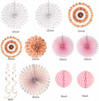 Rose-Gold Pink-White Graduation Party-Decorations - 33pcs Banner,Streamers Tassel Garland,Tissue Pom Poms Honeycomb,Paper Lantern Fan,Birthday Wedding Bridal Baby Shower Bachelorette Engagement Hugtmr