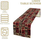 Retro Rustic Bear Table Runner, Wild Bear Cabin Pine Farmhouse Table Runner for Bedroom Kitchen Living Room Vintage Country Style Lodge 13x36 Inch