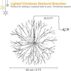 Christmas led Sparkle Ball Hanging Outdoor décorations -Haning Twig Ball,Snowflake Ornament Lights Indoor Outdoor Festive Holiday Décor 24Inch (Mutilcolor)